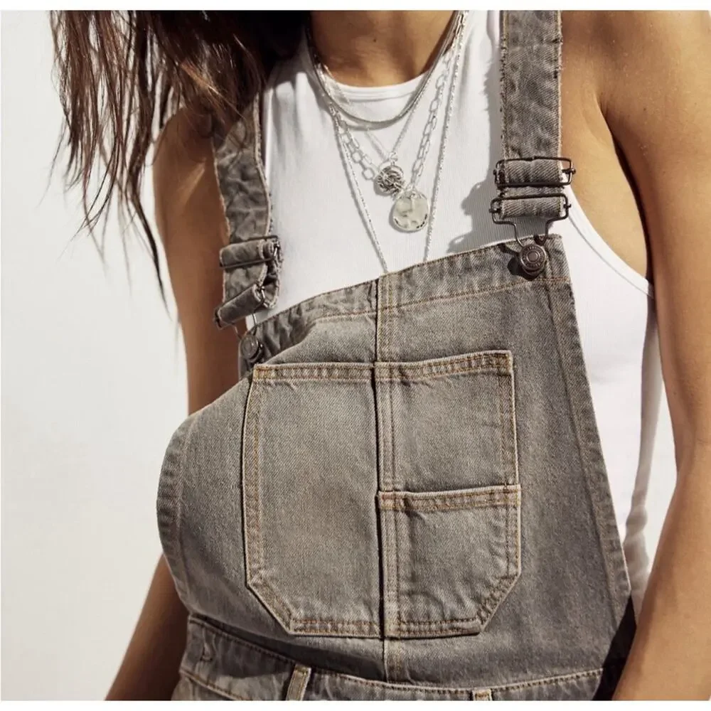 Free People Washed Olive Overalls Jumpsuit